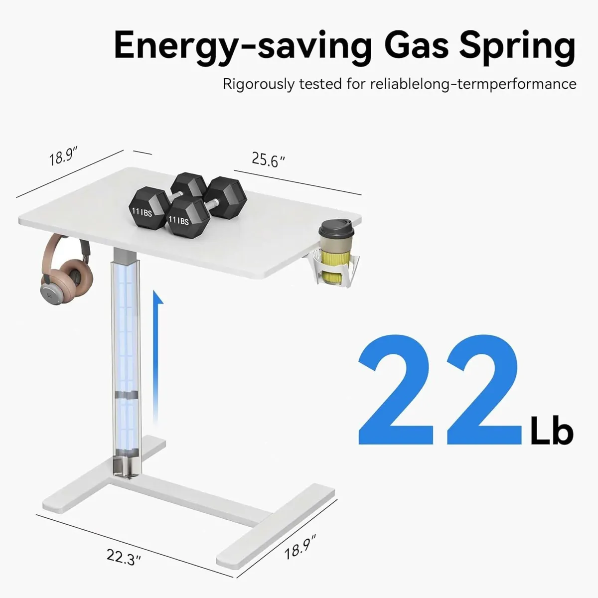 Mobile Standing Desk Pneumatic Adjustable Height - Image 2