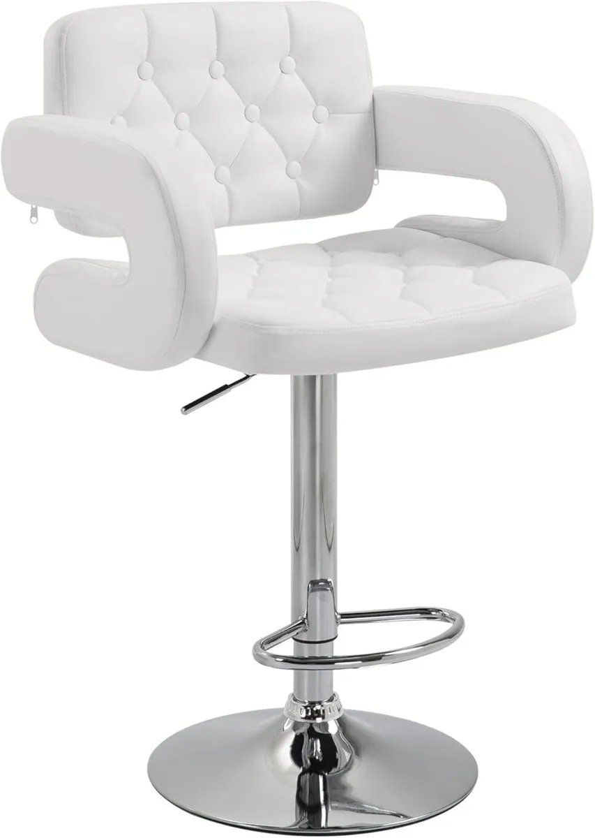 Swivel Bar Stool with Extra Large Seat PU Leather - Image 1