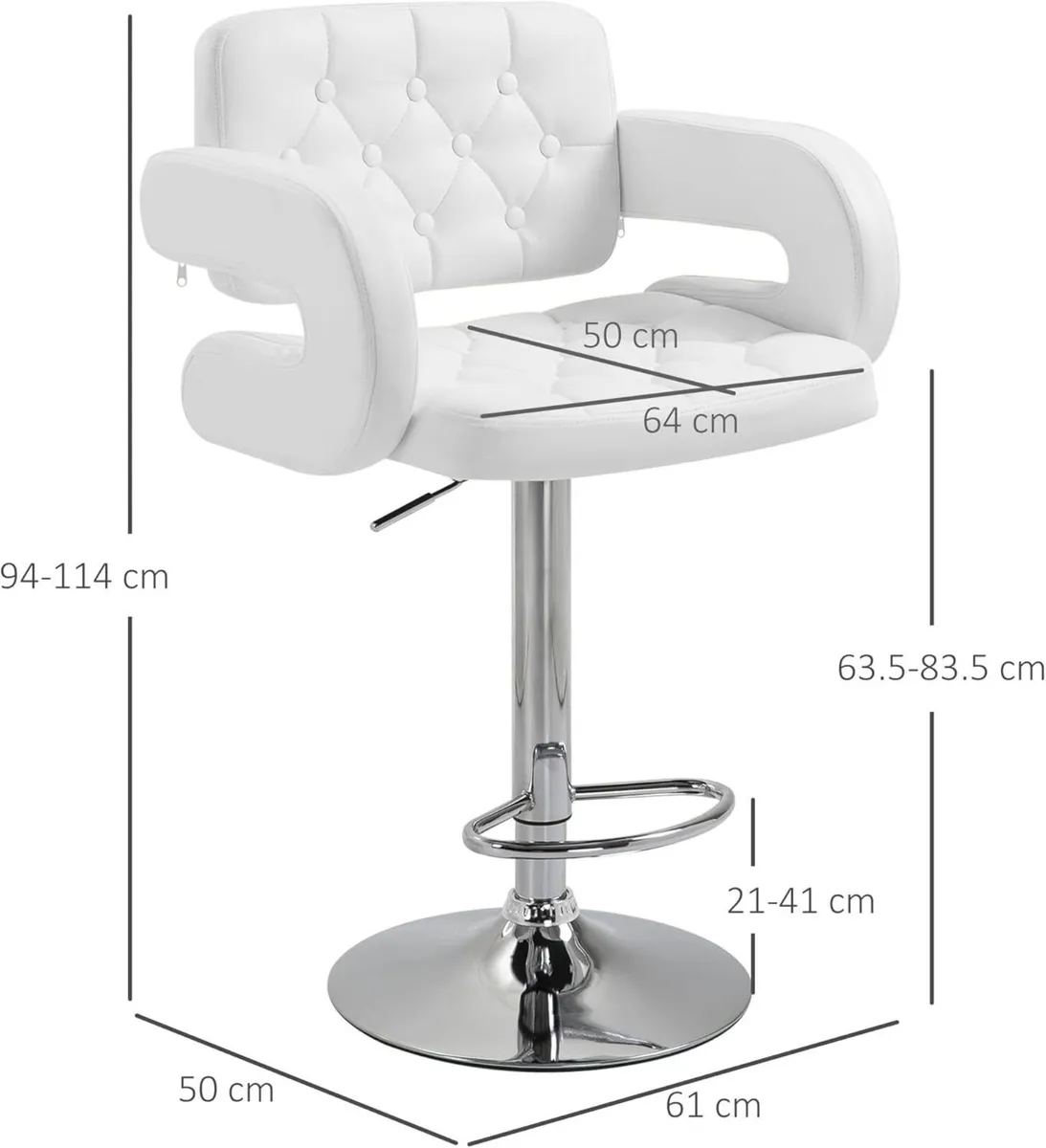 Swivel Bar Stool with Extra Large Seat PU Leather - Image 3