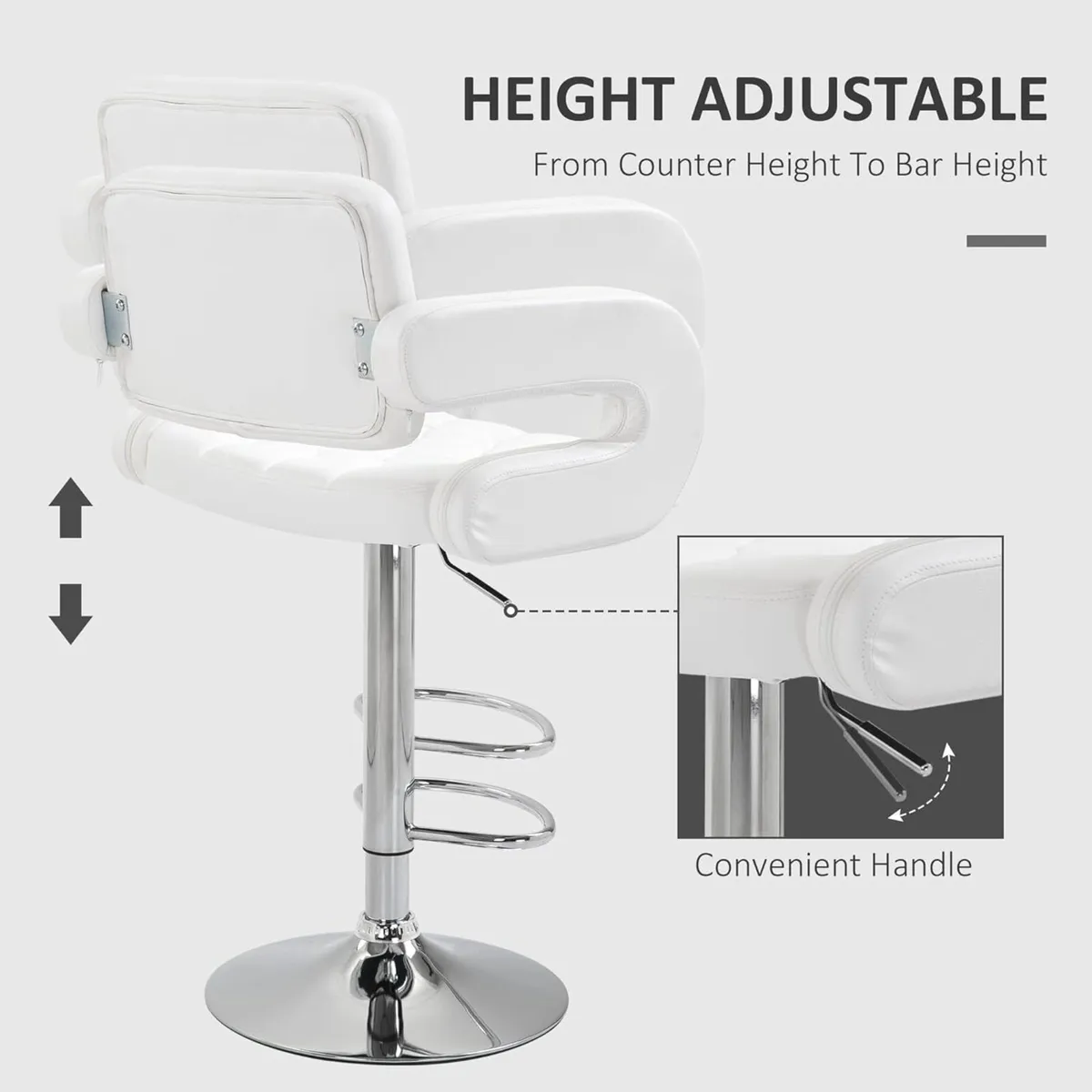 Swivel Bar Stool with Extra Large Seat PU Leather - Image 4