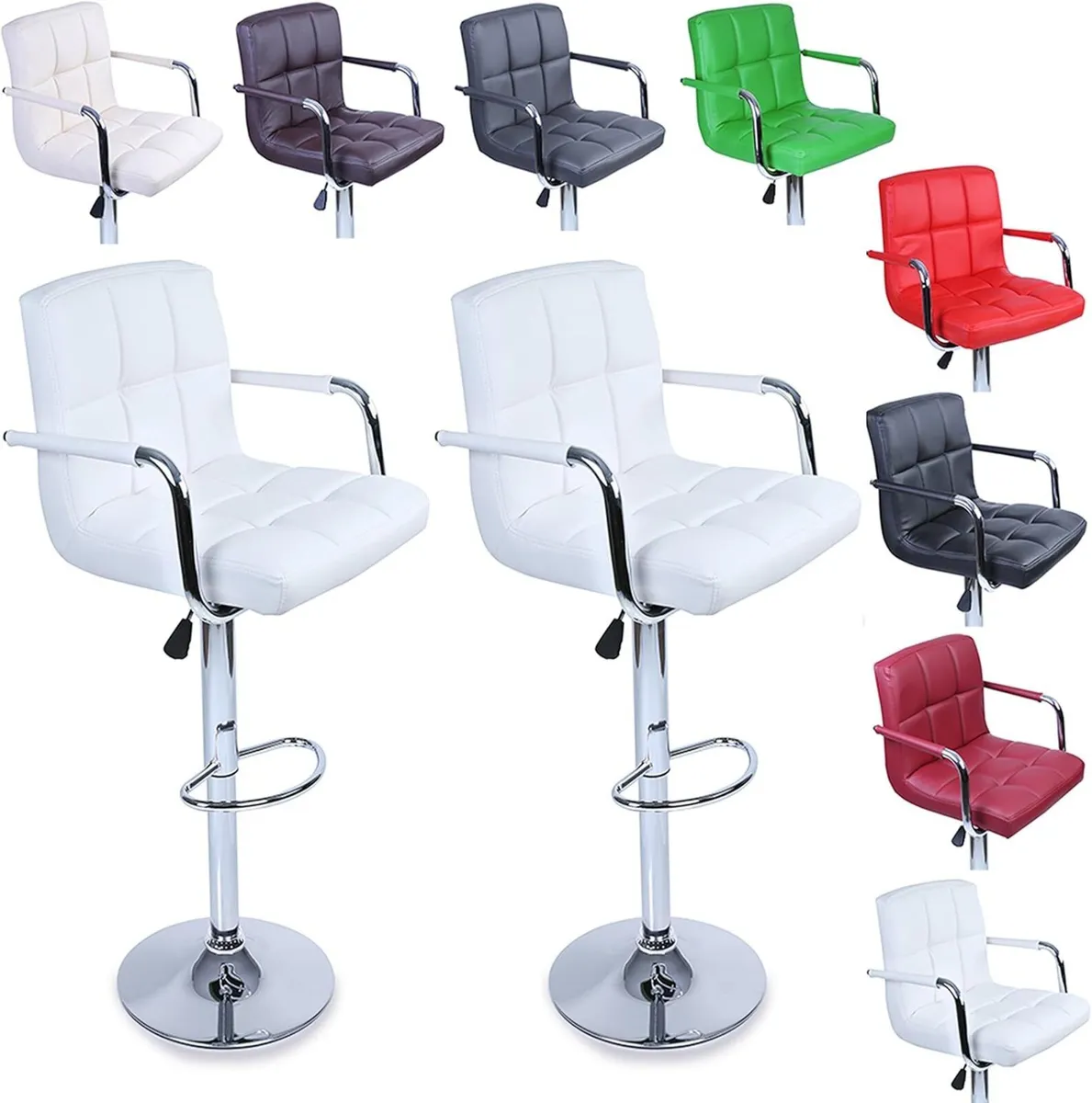 2 x Bar Stools Set with Backrest and Armrest - Image 1