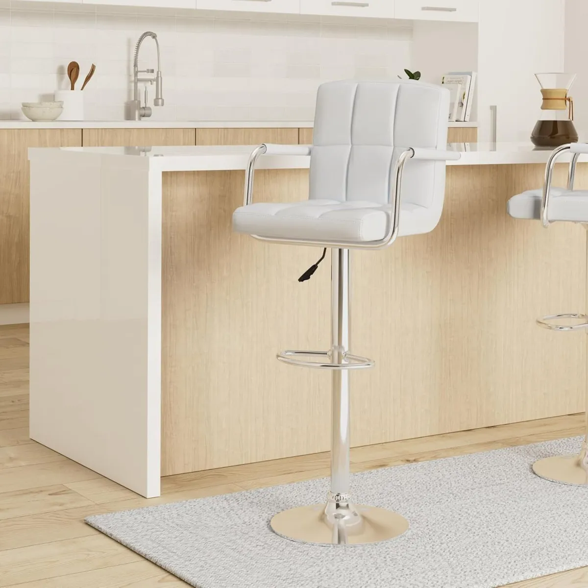 2 x Bar Stools Set with Backrest and Armrest - Image 2