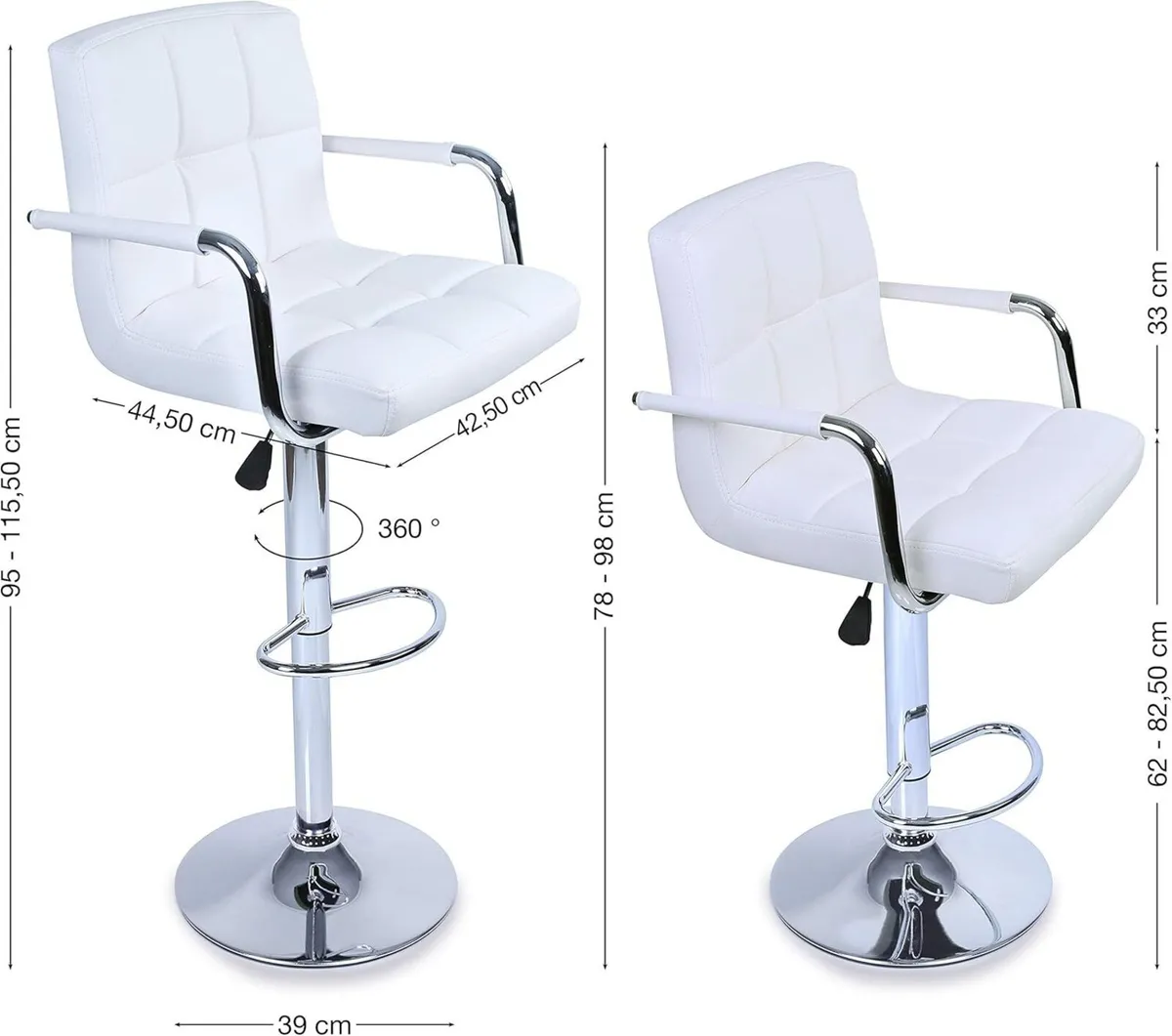 2 x Bar Stools Set with Backrest and Armrest - Image 3