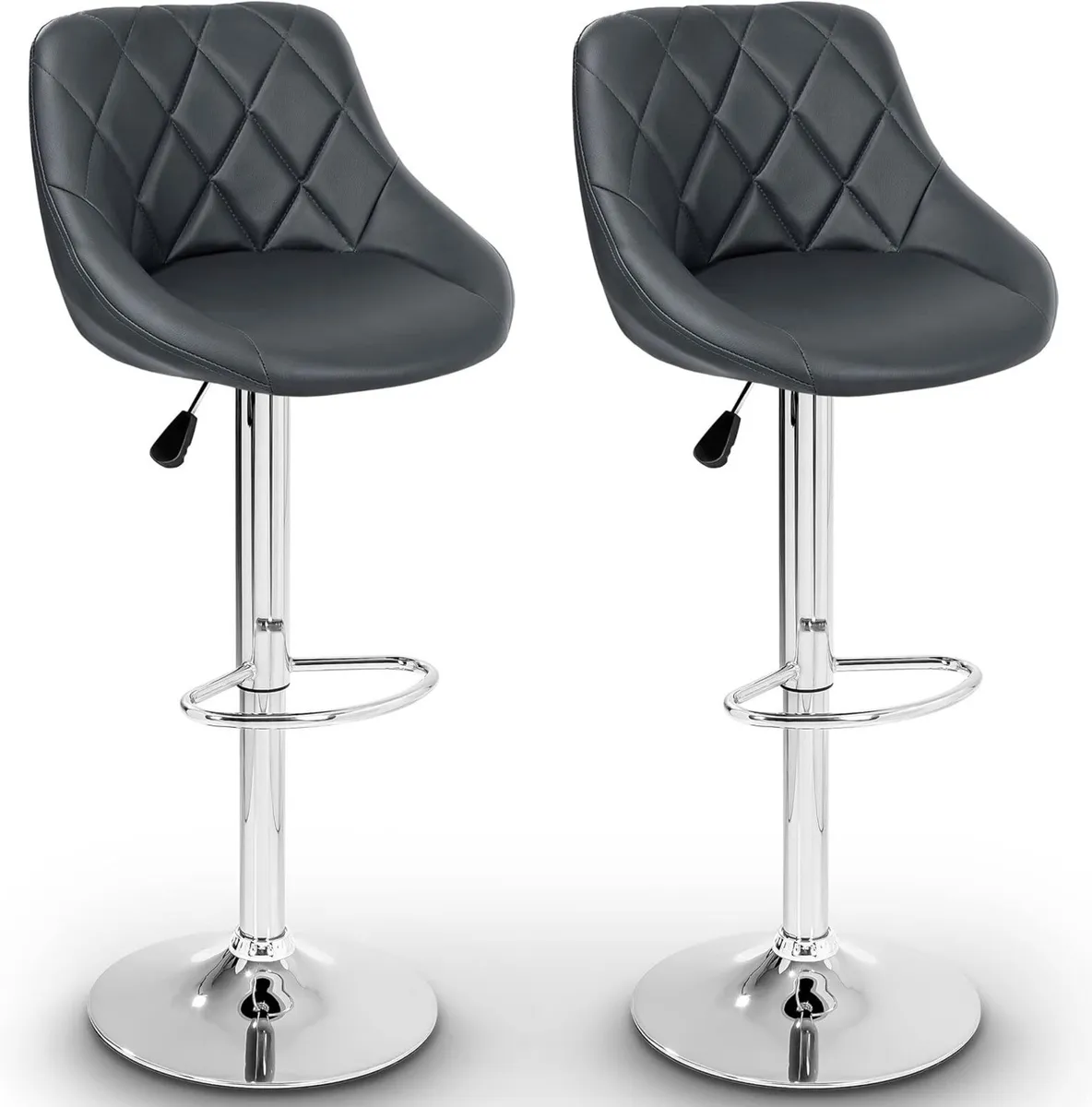 2 x Bar Stools Set with Backrest Leatherette - Image 3