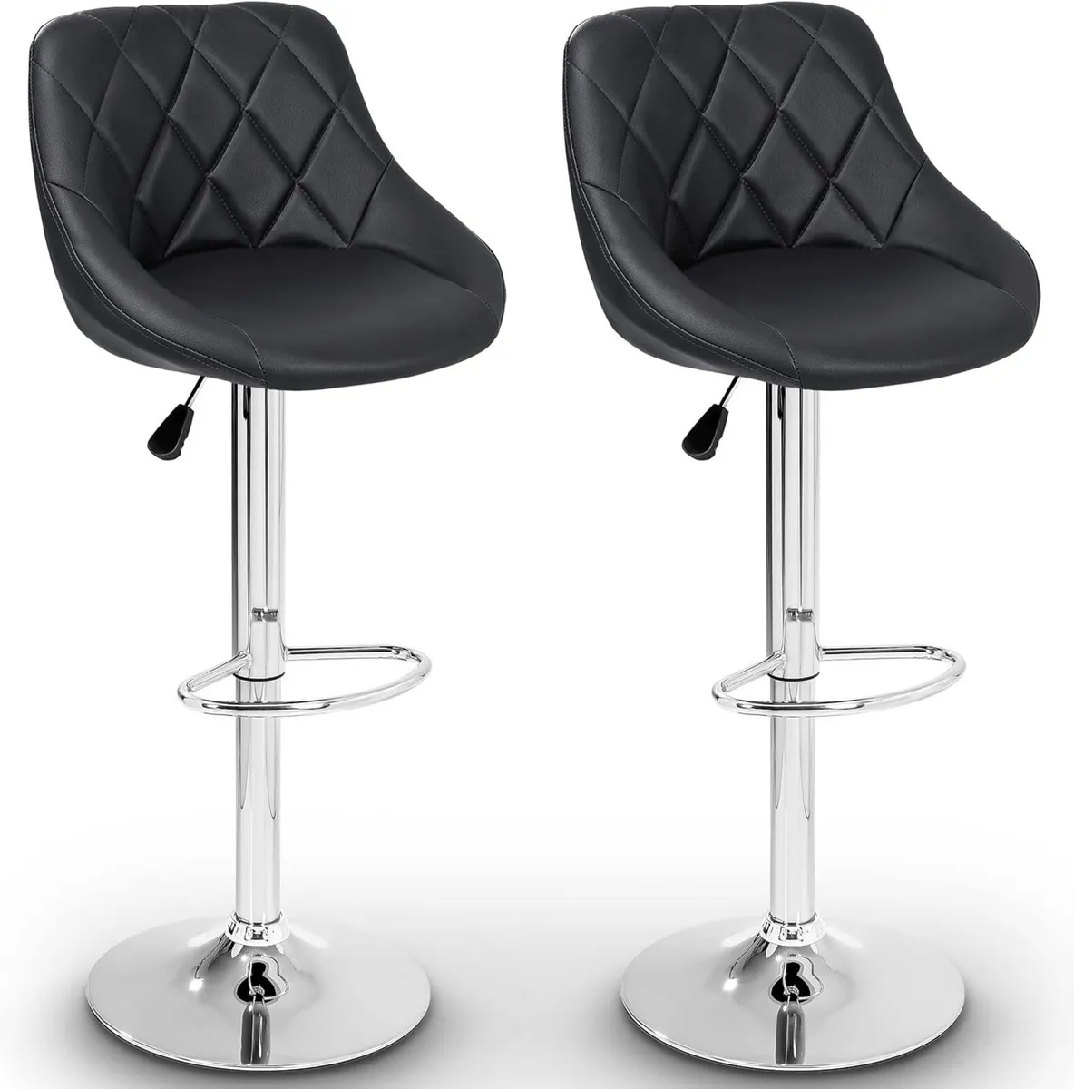 2 x Bar Stools Set with Backrest Leatherette - Image 3