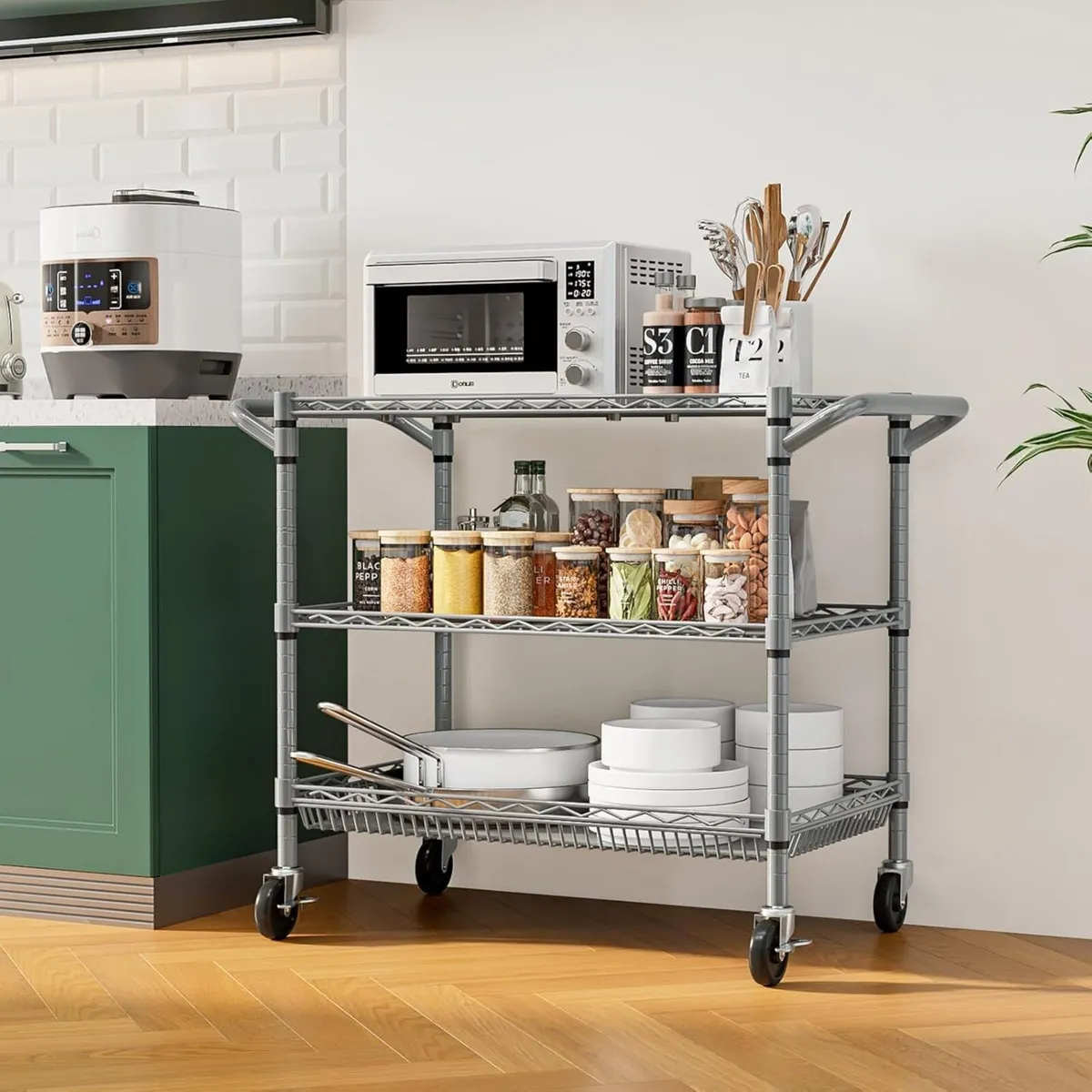 3-Shelf Heavy Duty Utility Cart 76.5 x 45.5 83cm - Image 2