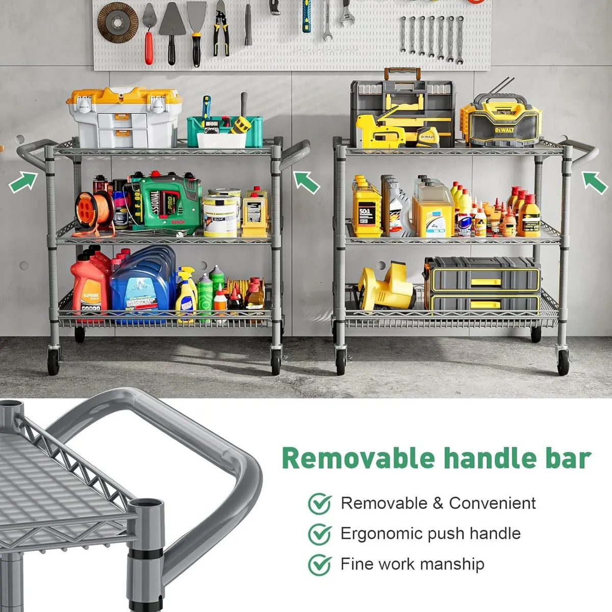 3-Shelf Heavy Duty Utility Cart 76.5 x 45.5 83cm - Image 4