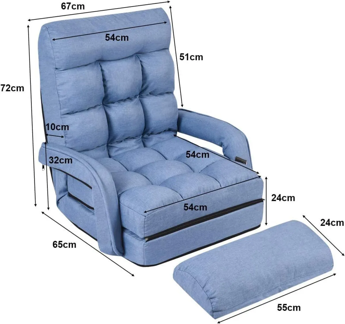 6 Positions Adjustable Folding Lazy Sofa Bed with - Image 2