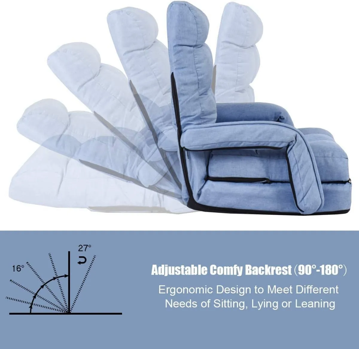 6 Positions Adjustable Folding Lazy Sofa Bed with - Image 4