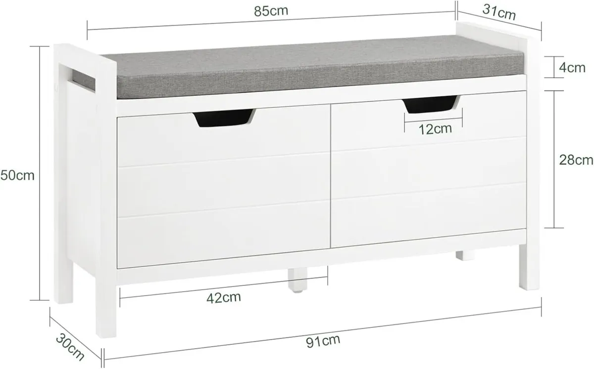 Shoe Storage Bench Rack with Seat Cushion Double - Image 3
