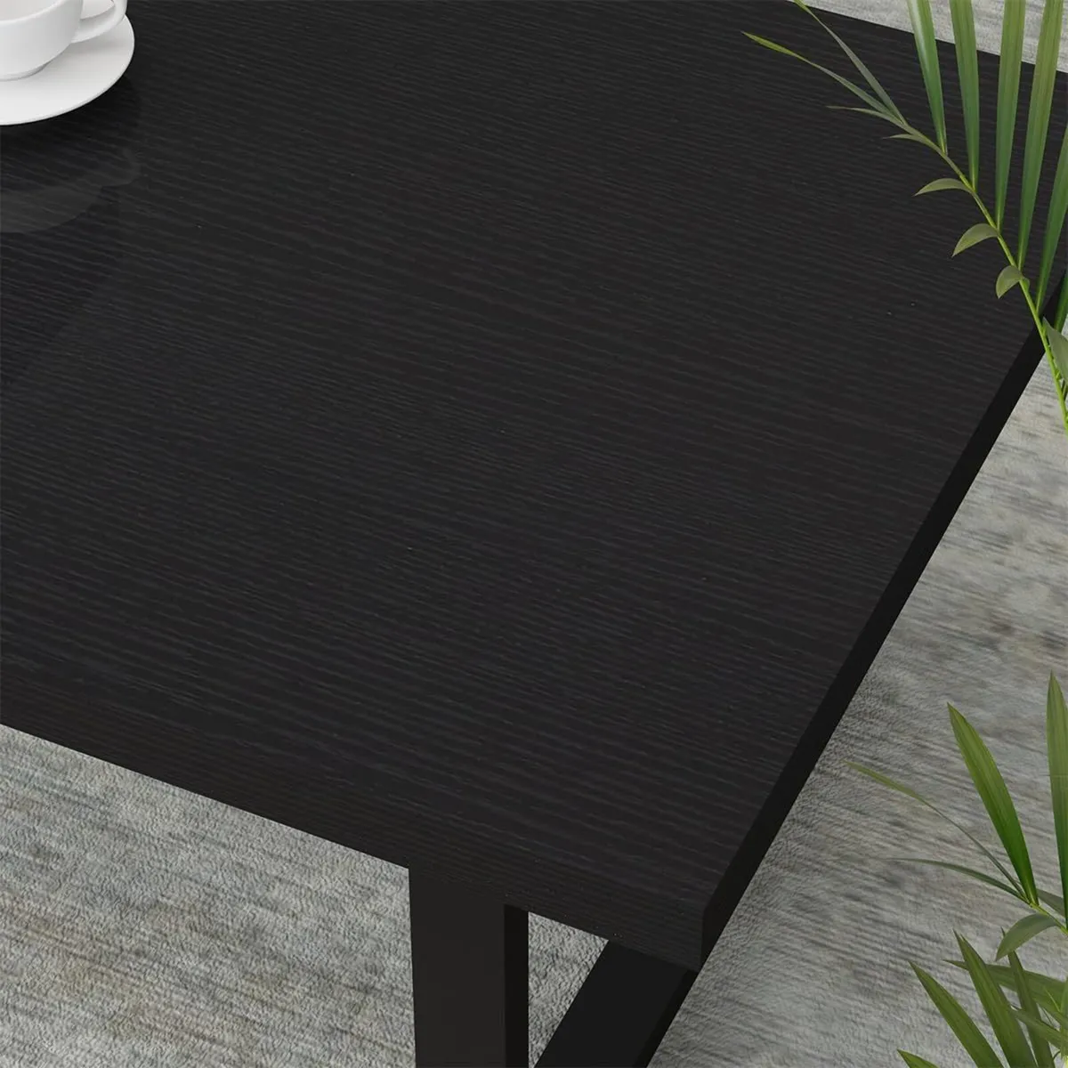 Black Coffee Table Minimalist Industrial Wooden - Image 4