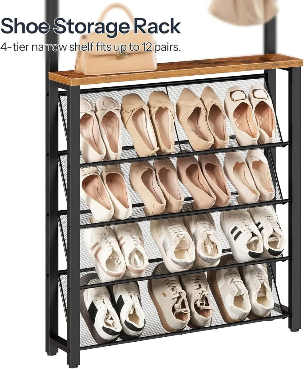 Coat Rack with Shoe Storage Narrow and 9 Hooks 5 - Image 4