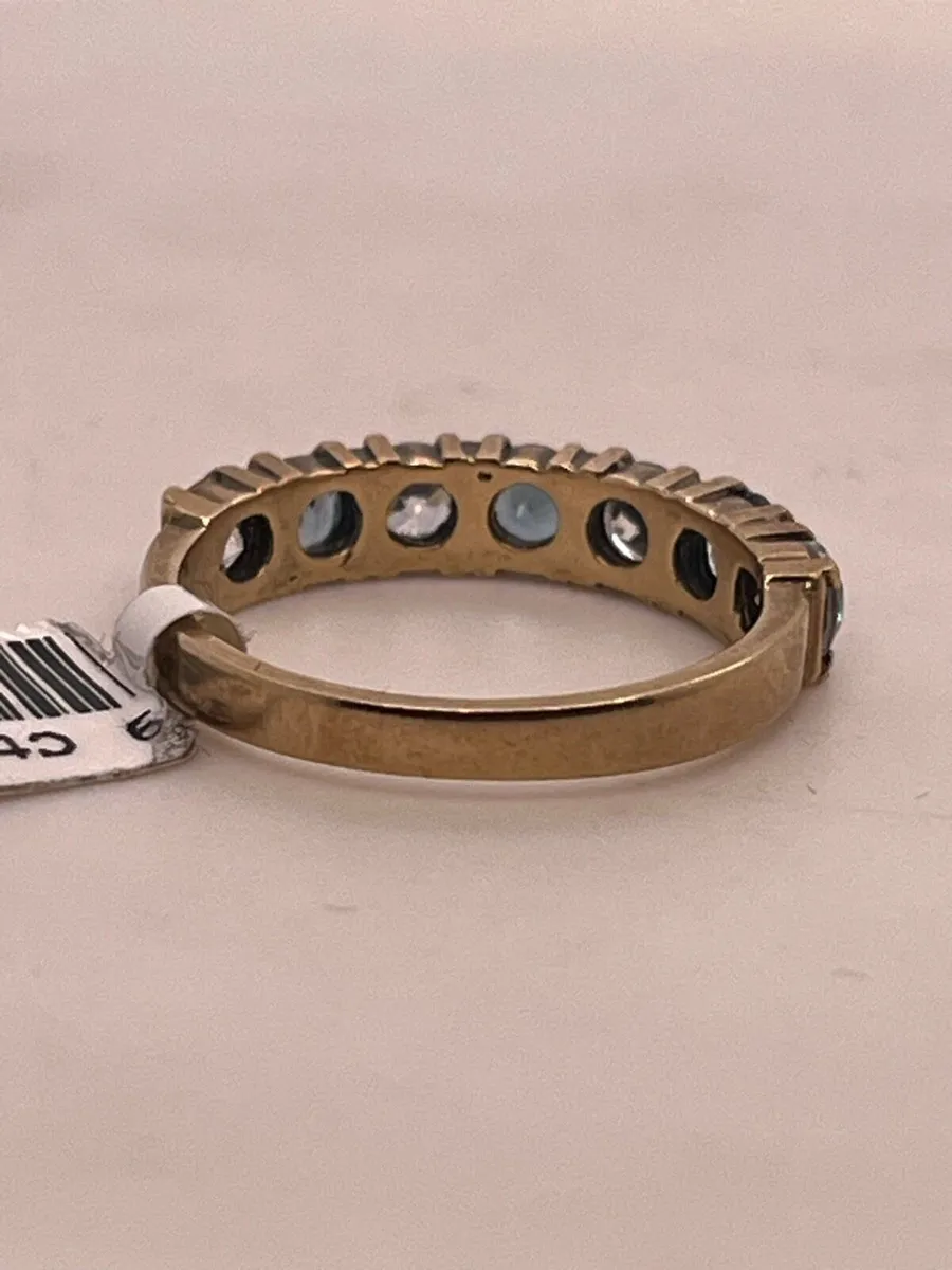 9k gold green stone cz ring. - Image 3