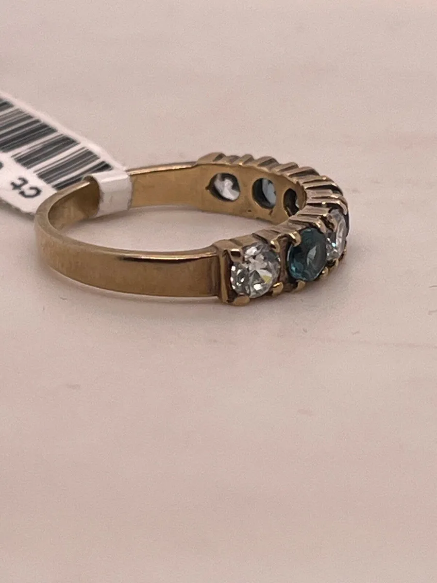 9k gold green stone cz ring. - Image 4