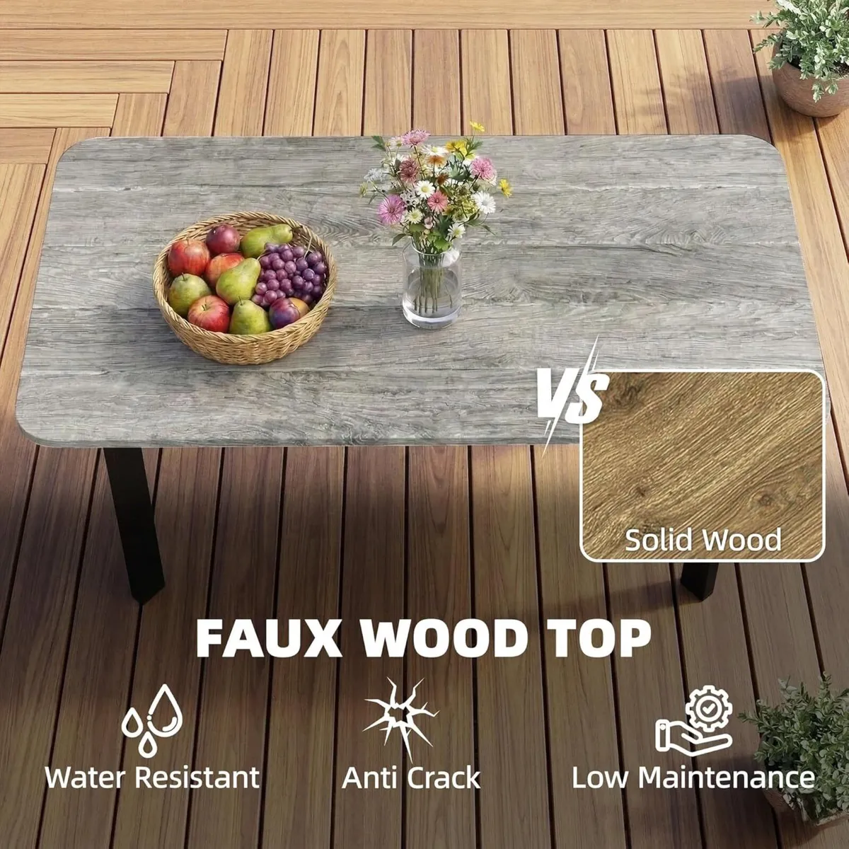 Outdoor Coffee Table Rectangle Garden with - Image 4