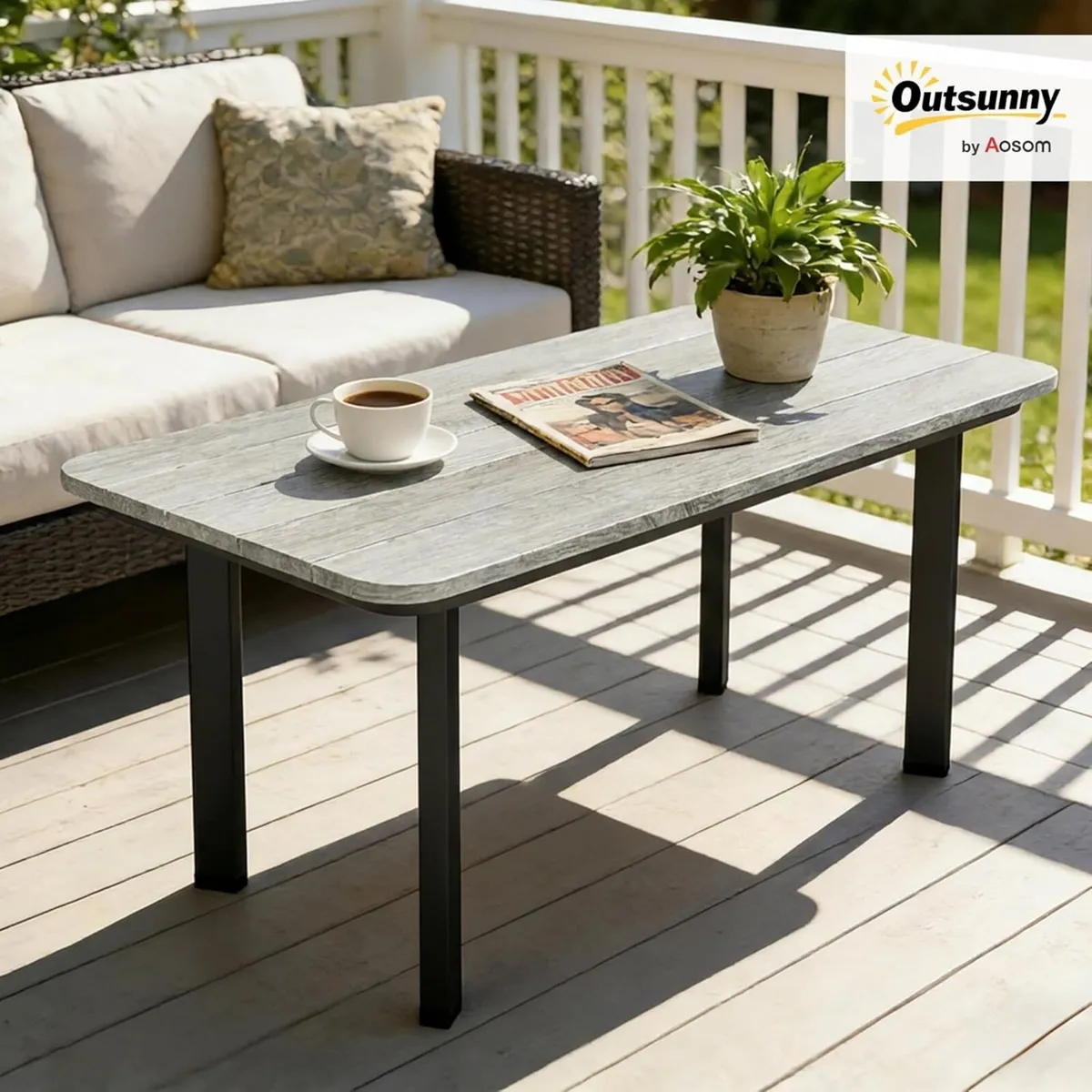 Outdoor Coffee Table Rectangle Garden with - Image 2