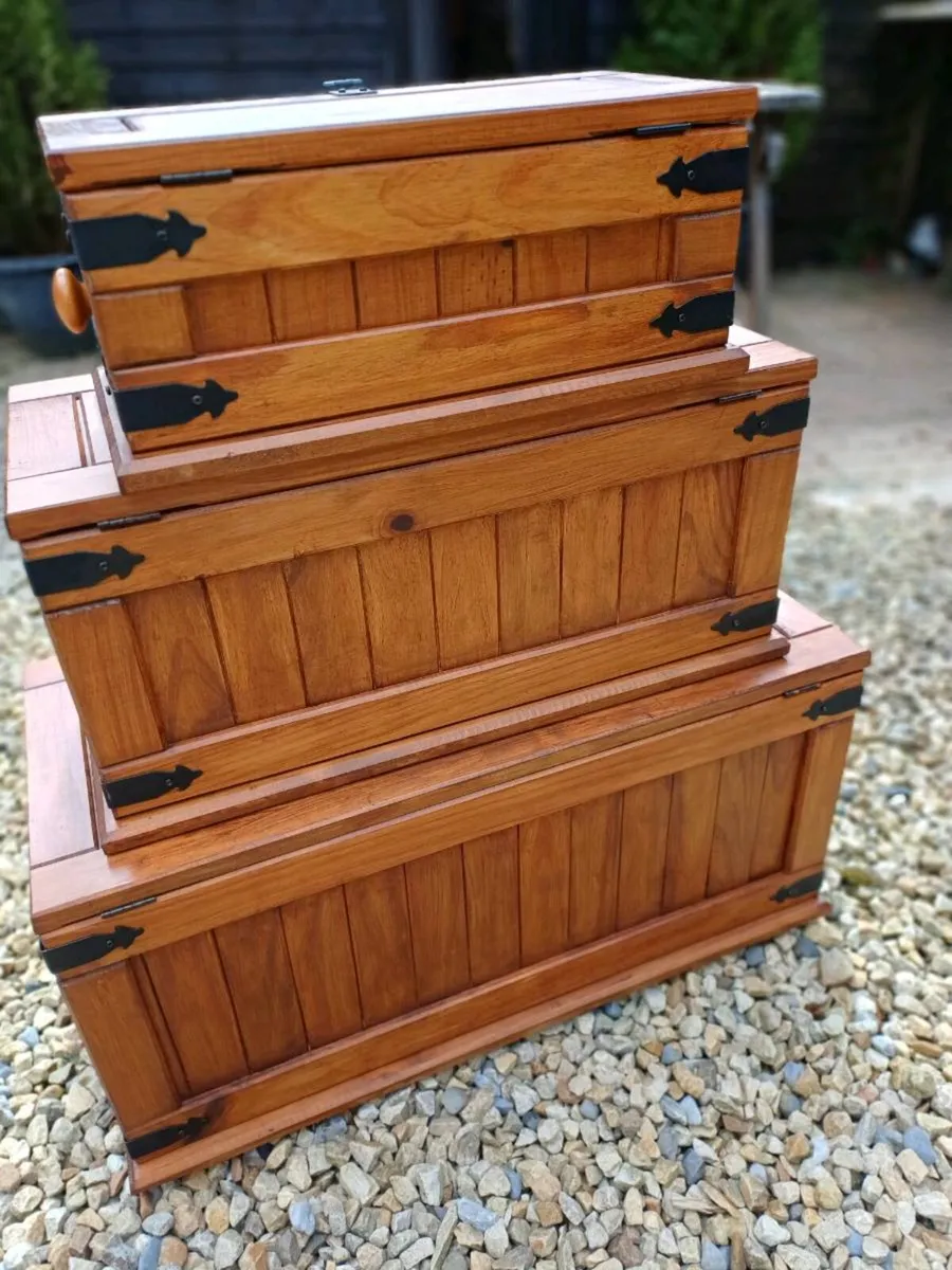 Vintage Wooden Storage Boxes - Image 1