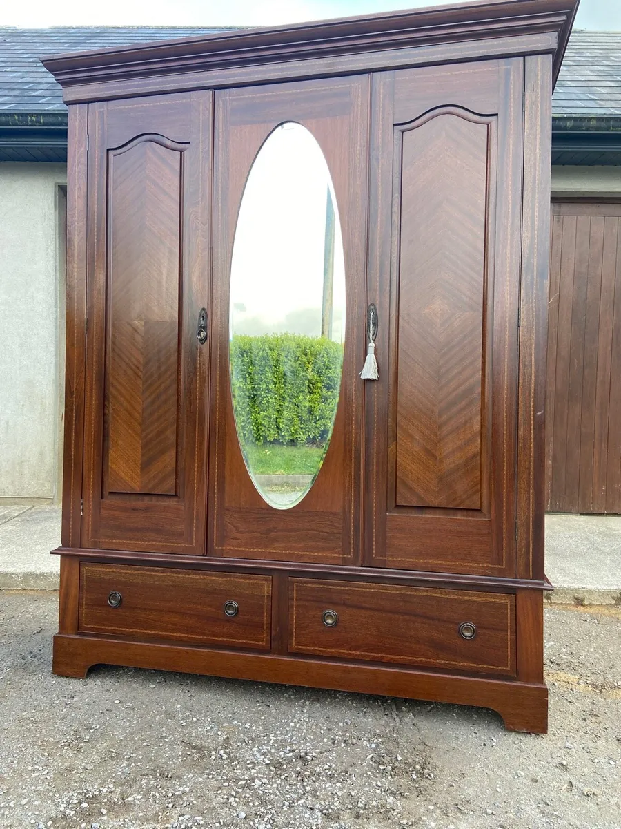 Edwardian three door wardrobe - Image 1
