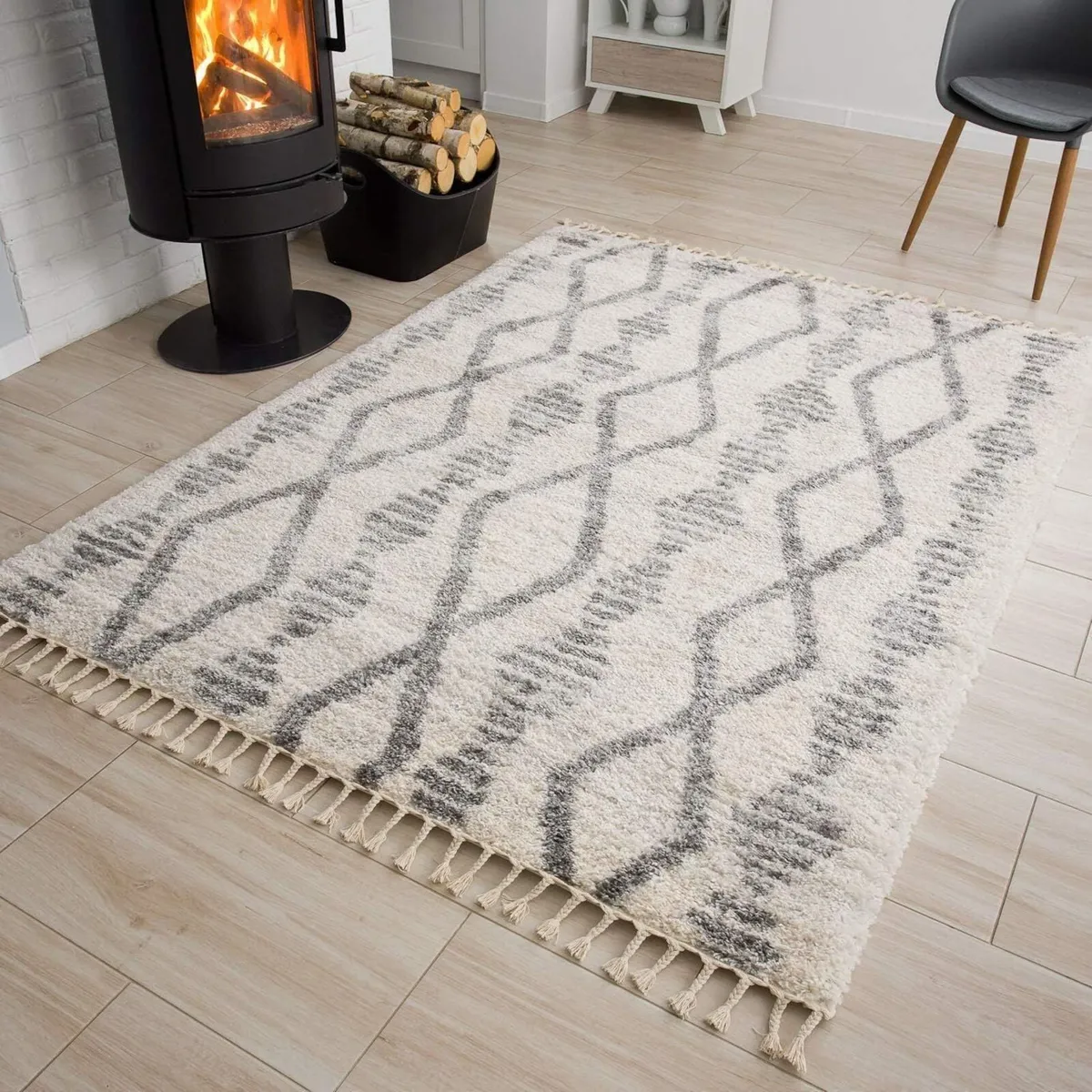 Versay Fringes Boho Shaggy Area Rug Living Room - Image 1