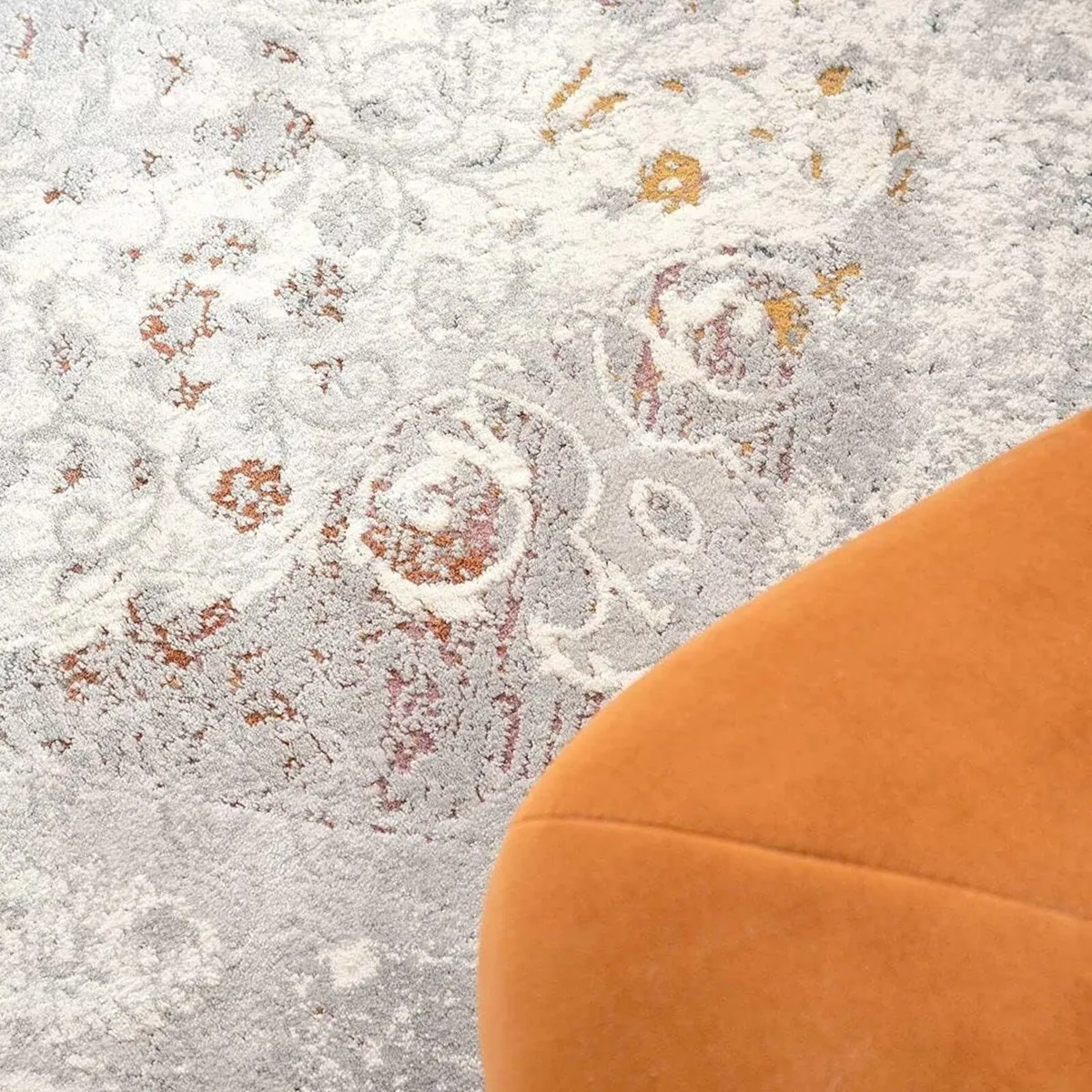 Designer Distressed Silver Grey Classic Floral - Image 2