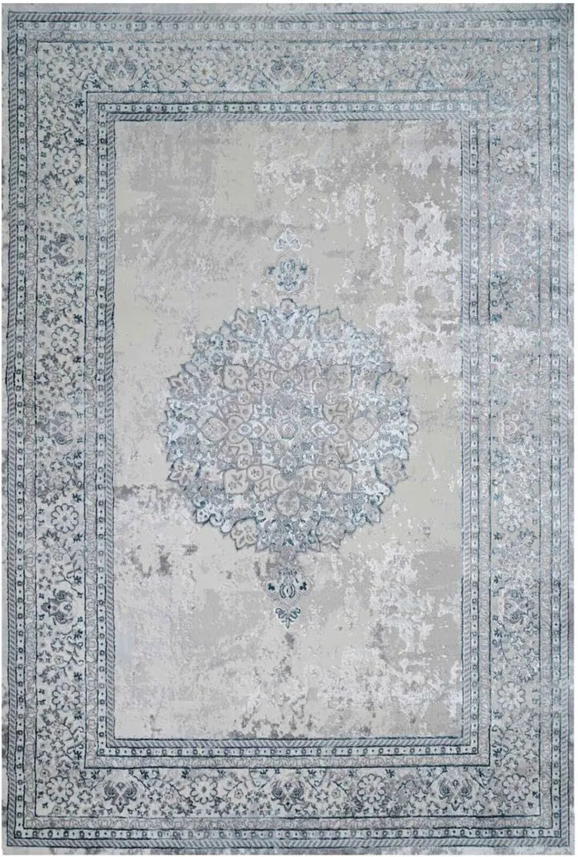 Modern Medallion Style Metallic Grey Gold Large - Image 1