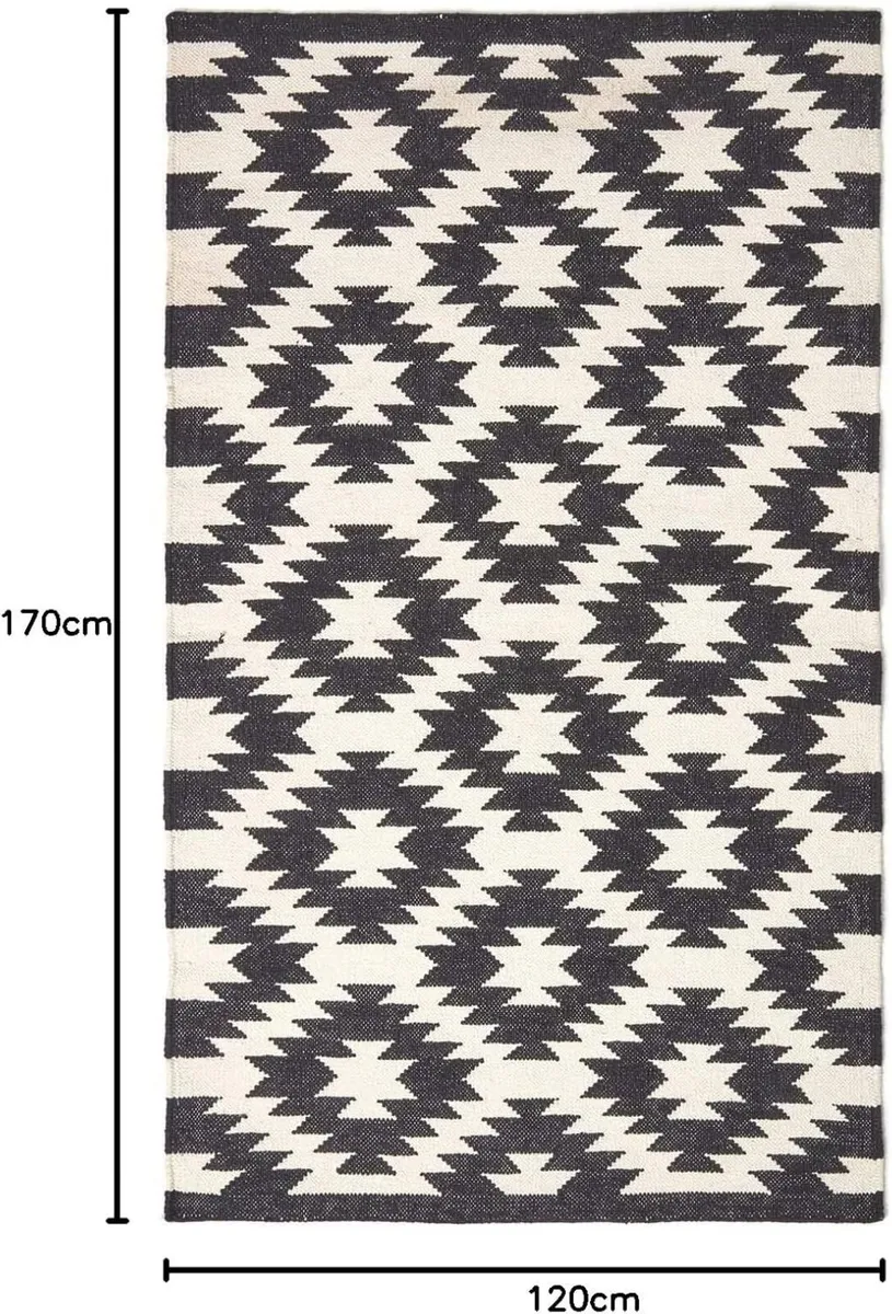 Zurich Black White Handwoven Kilim Rug for Living - Image 2