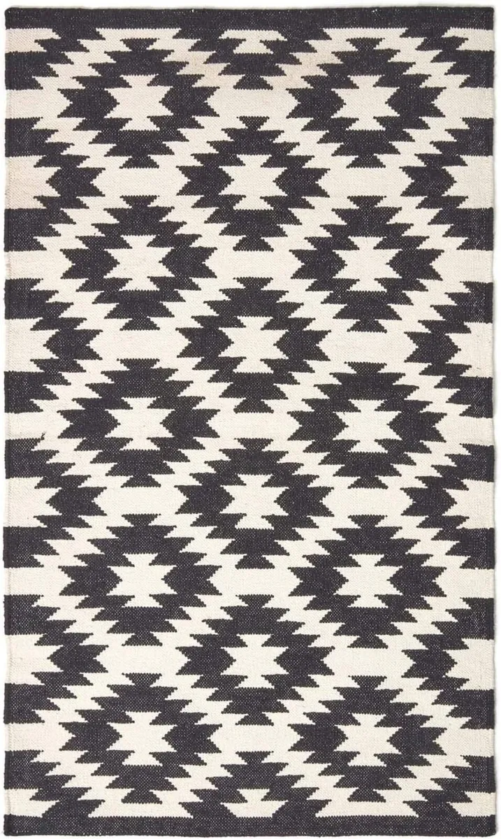 Zurich Black White Handwoven Kilim Rug for Living - Image 3