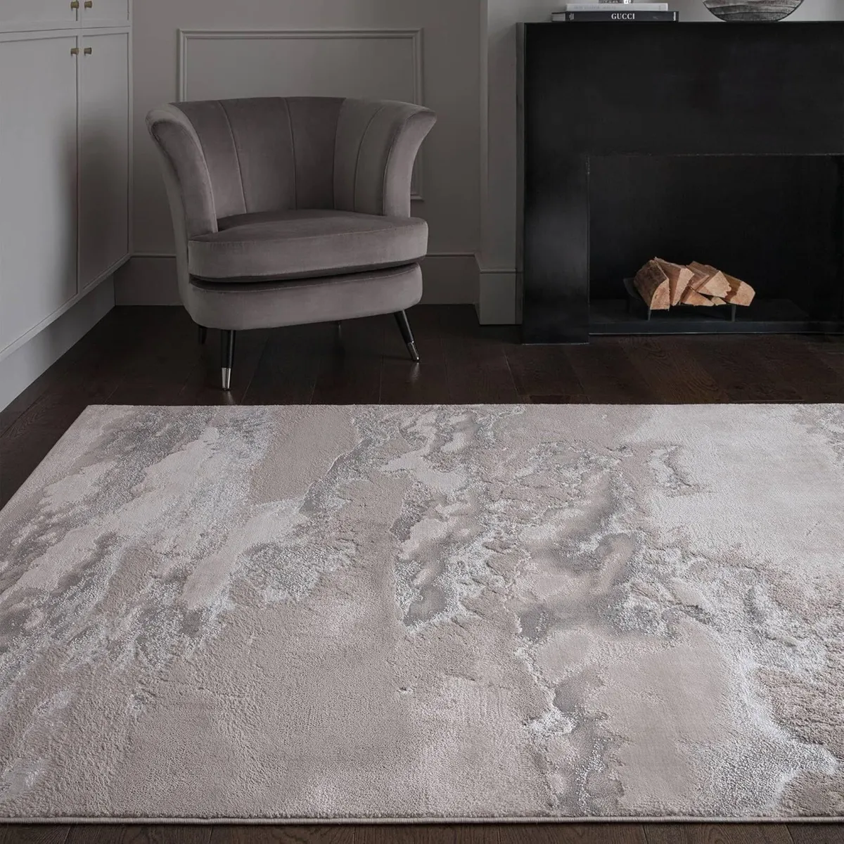 Modern Abstract Shiny Rug Silky Shimmer Soft - Image 1