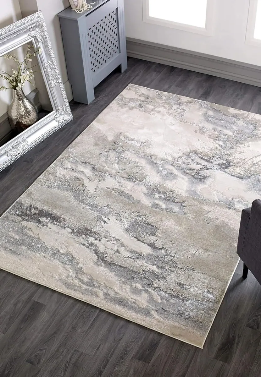 Modern Abstract Shiny Rug Silky Shimmer Soft - Image 2