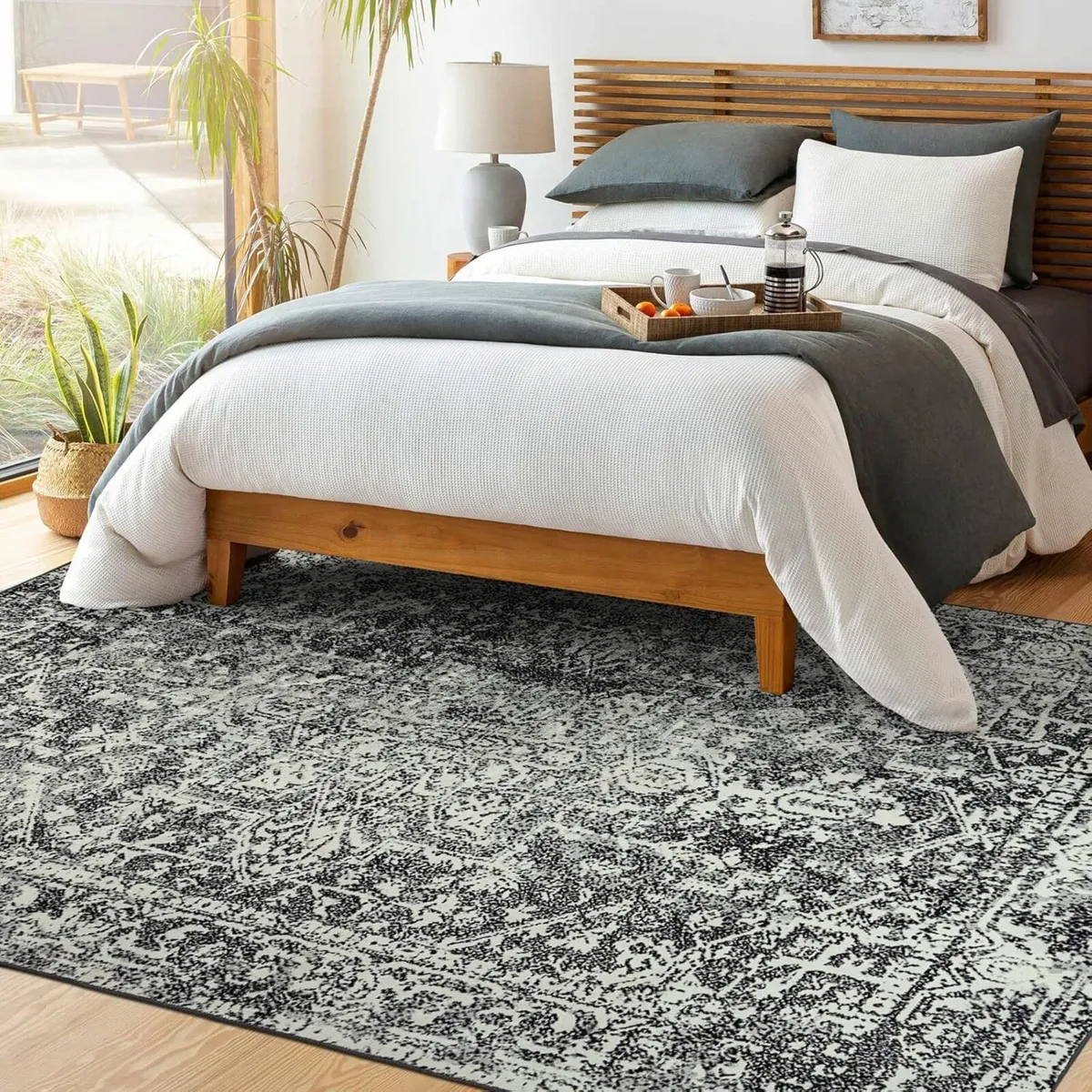 Vintage Black 5x7 Area Rugs for Living Room - Image 4