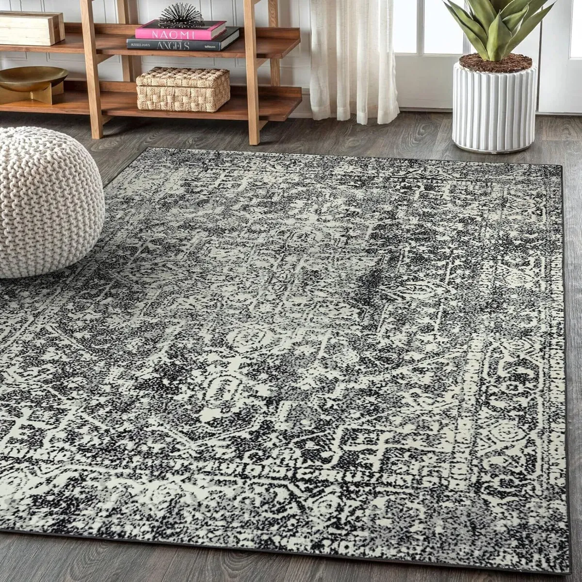 Vintage Black 5x7 Area Rugs for Living Room - Image 1