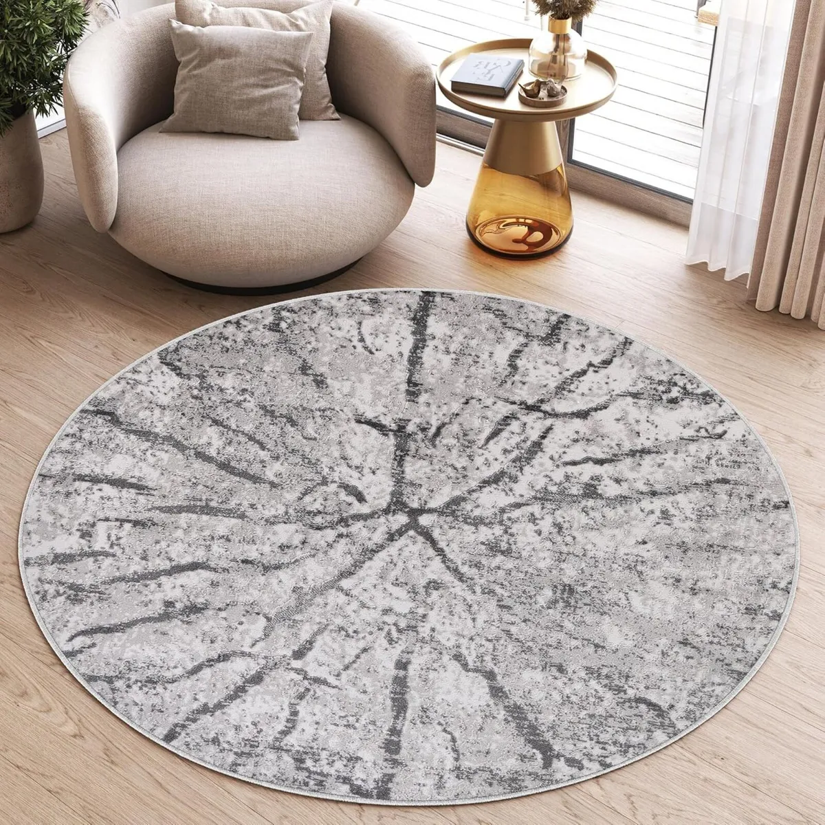 Sky Area Round Rug Abstract Multicolour Light - Image 1