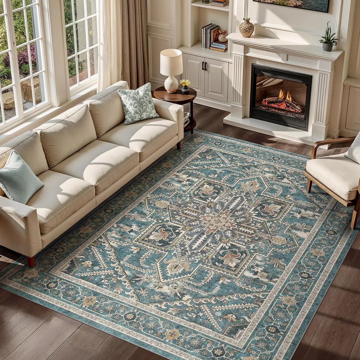 Living Room Area Rugs 6x9: Washable Rug Boho Soft - Image 1