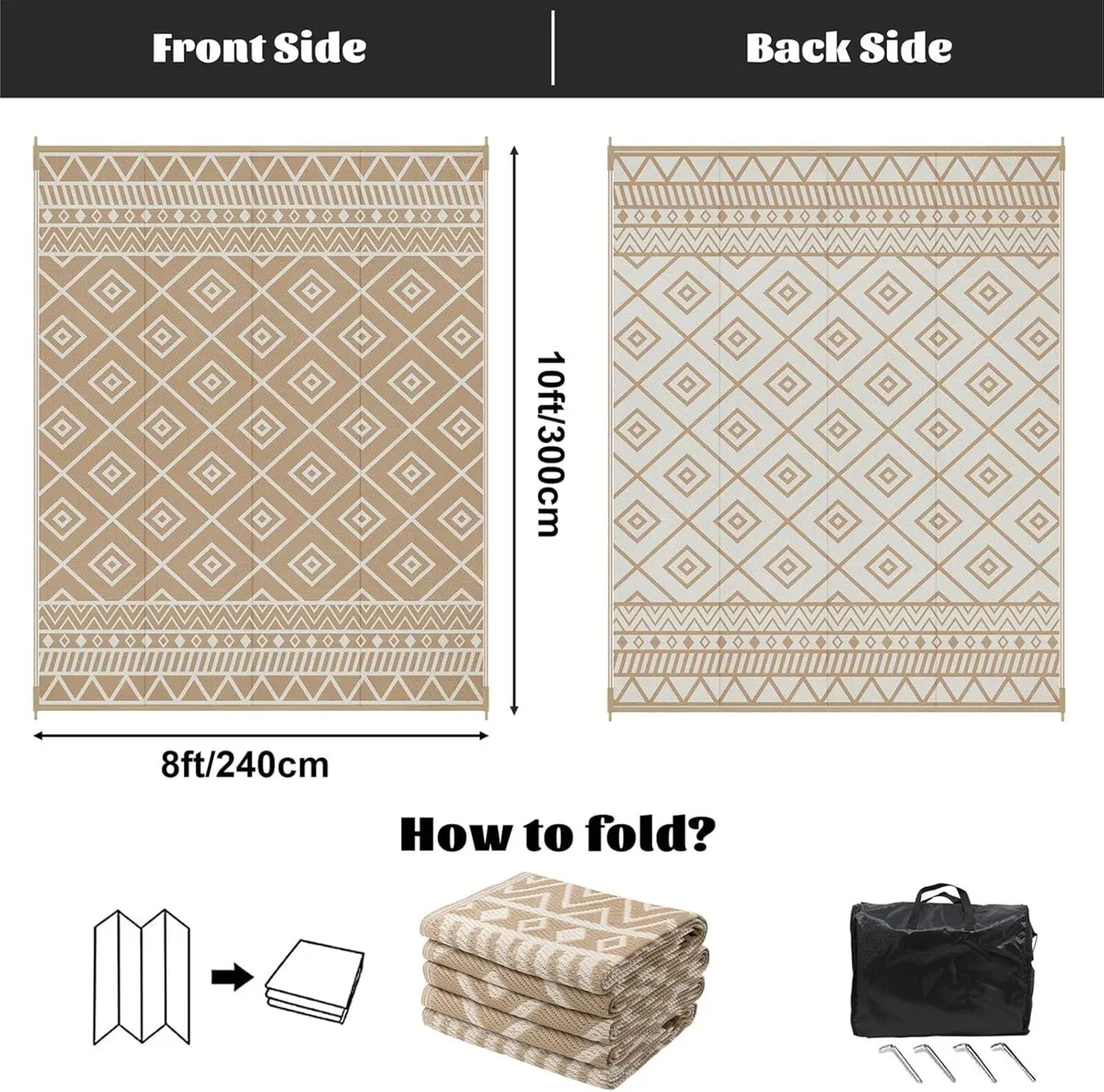 Extra Large Outdoor Area Rug 240 x 300 cm Durable - Image 2