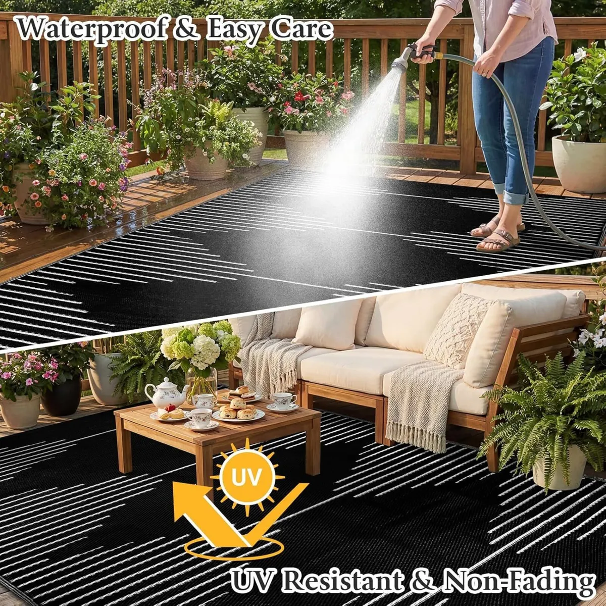 Outdoor Rug for Patio Waterproof 270x365cm - Image 4