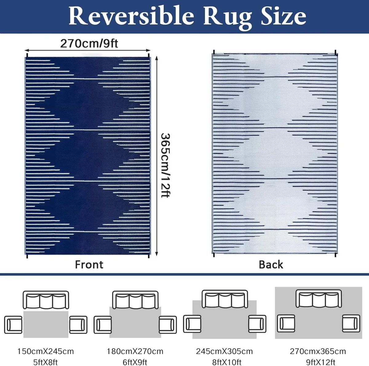 Outdoor Rug for Patio Waterproof 270x365cm - Image 2