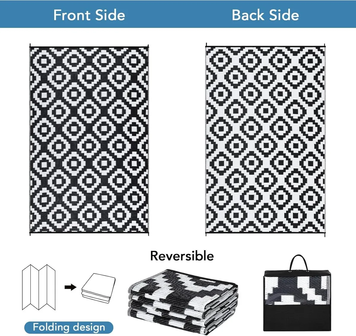 9x18 Outdoor Rug Waterproof Reversible Lightweight - Image 3