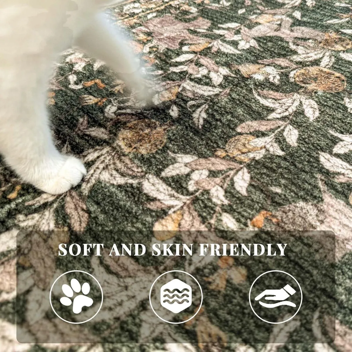 Floral Area Rug 150x210cm Washable Vintage Soft - Image 4