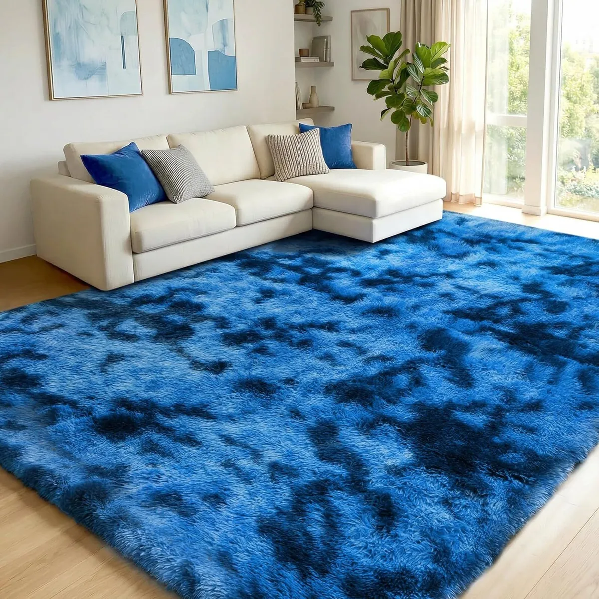 Rugs Living Room - 200x300cm Navy Blue Large Rug - Image 1