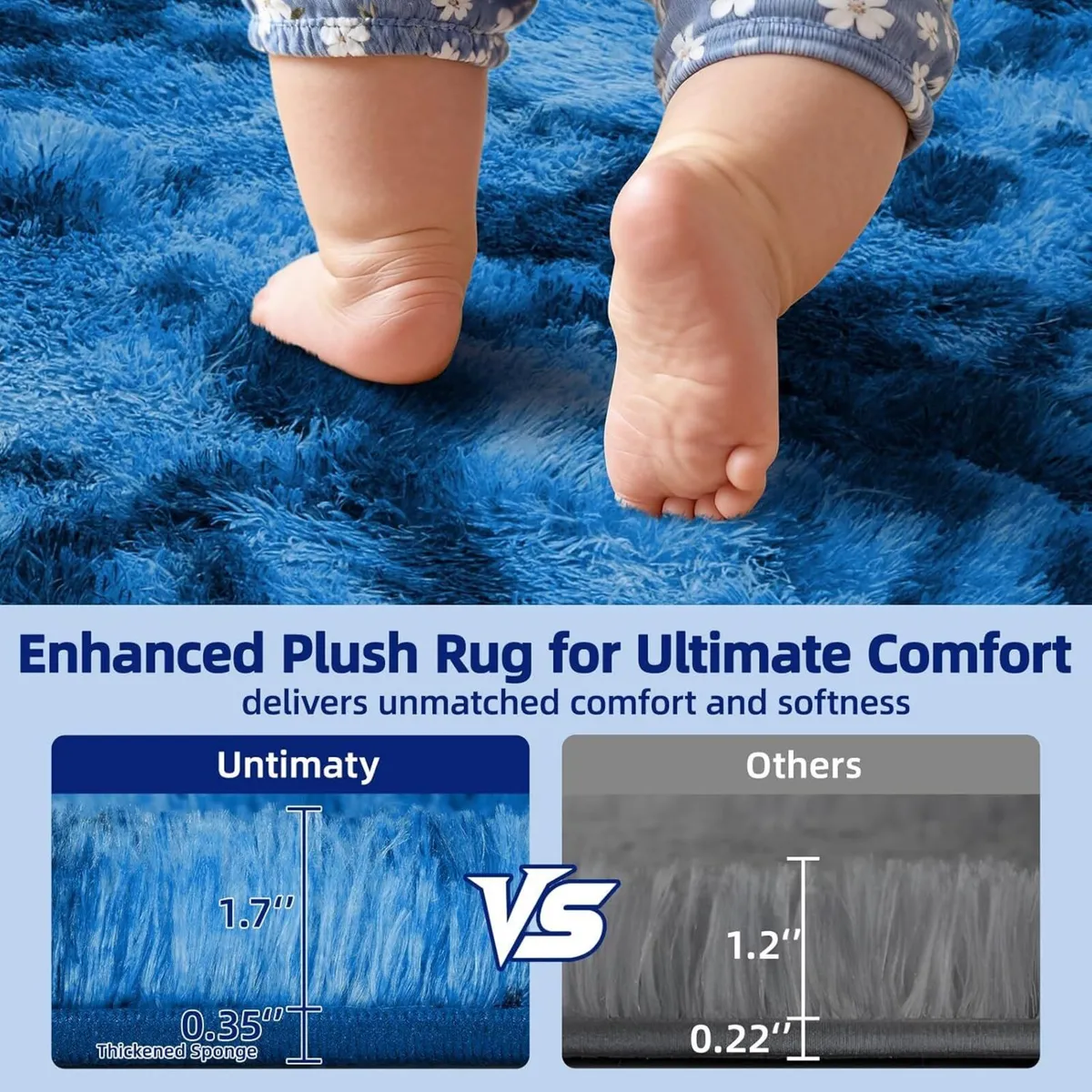 Rugs Living Room - 200x300cm Navy Blue Large Rug - Image 4