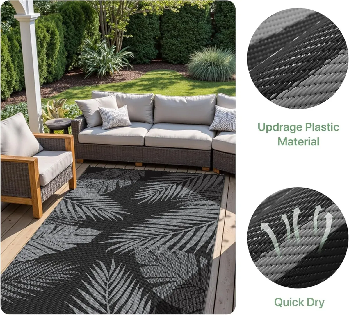 Outdoor Rug Garden Rugs Waterproof Reversible - Image 3