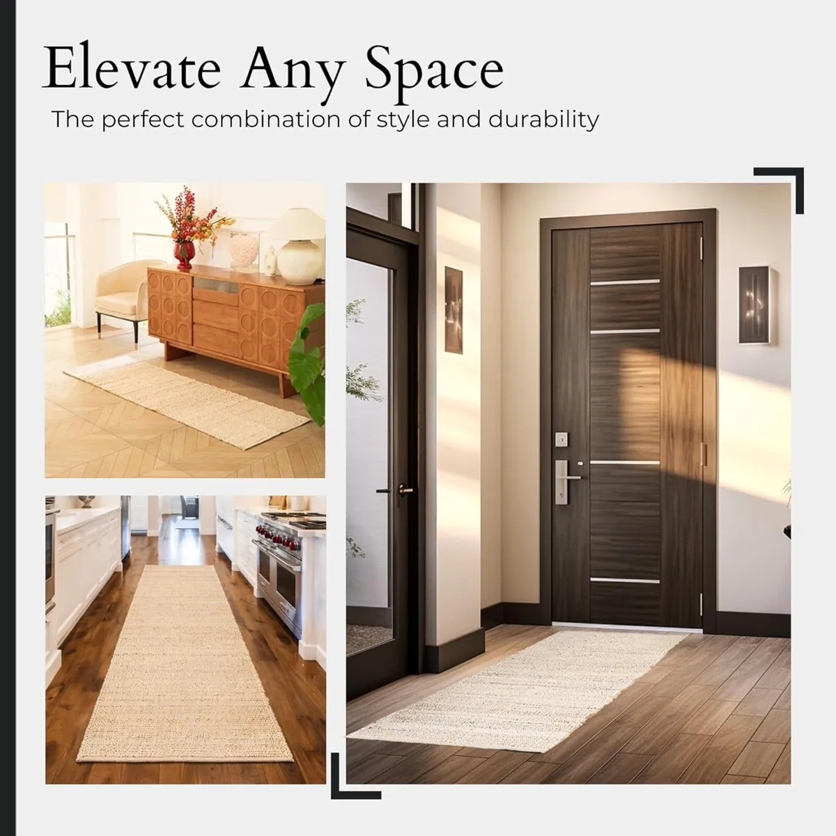 Jute-Cotton Rug 2x6 – Natural Hallway Runner with - Image 2