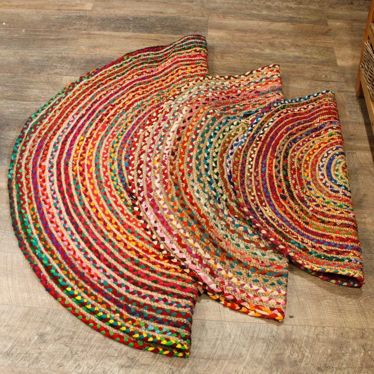 Round Jute and Recycled Cotton Rug - 150 cm - Image 3