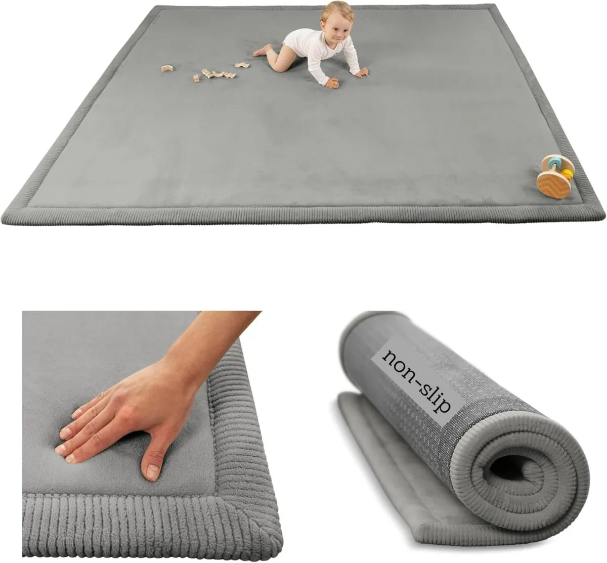 Premium Baby Play Mat 200x150x2.5cm Dark Grey - - Image 1