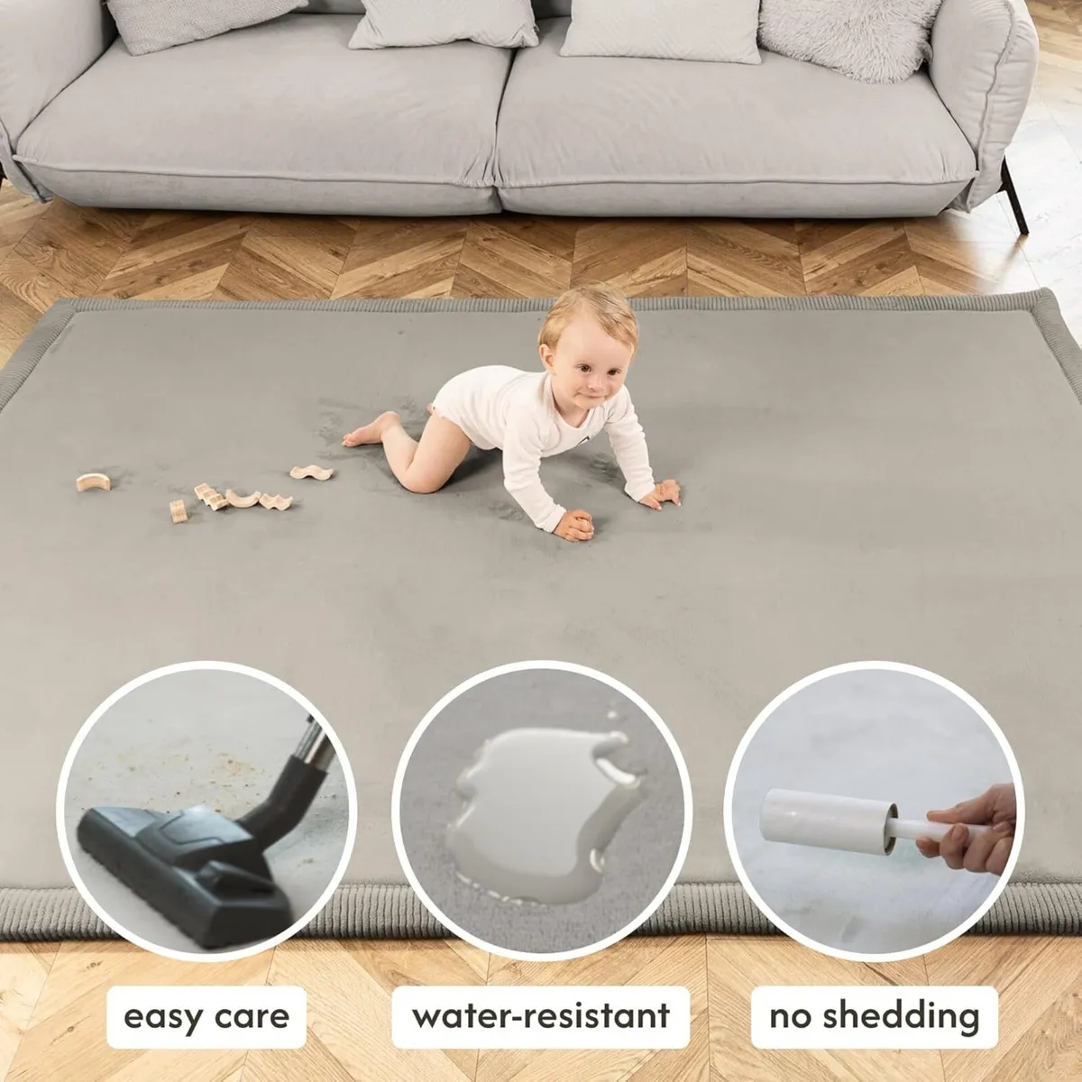 Premium Baby Play Mat 200x150x2.5cm Dark Grey - - Image 4