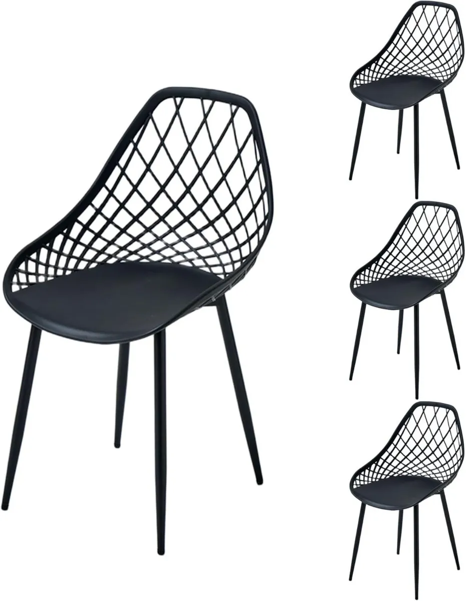 Patio Bistro Chairs Set of 4 Garden Furniture - Image 1