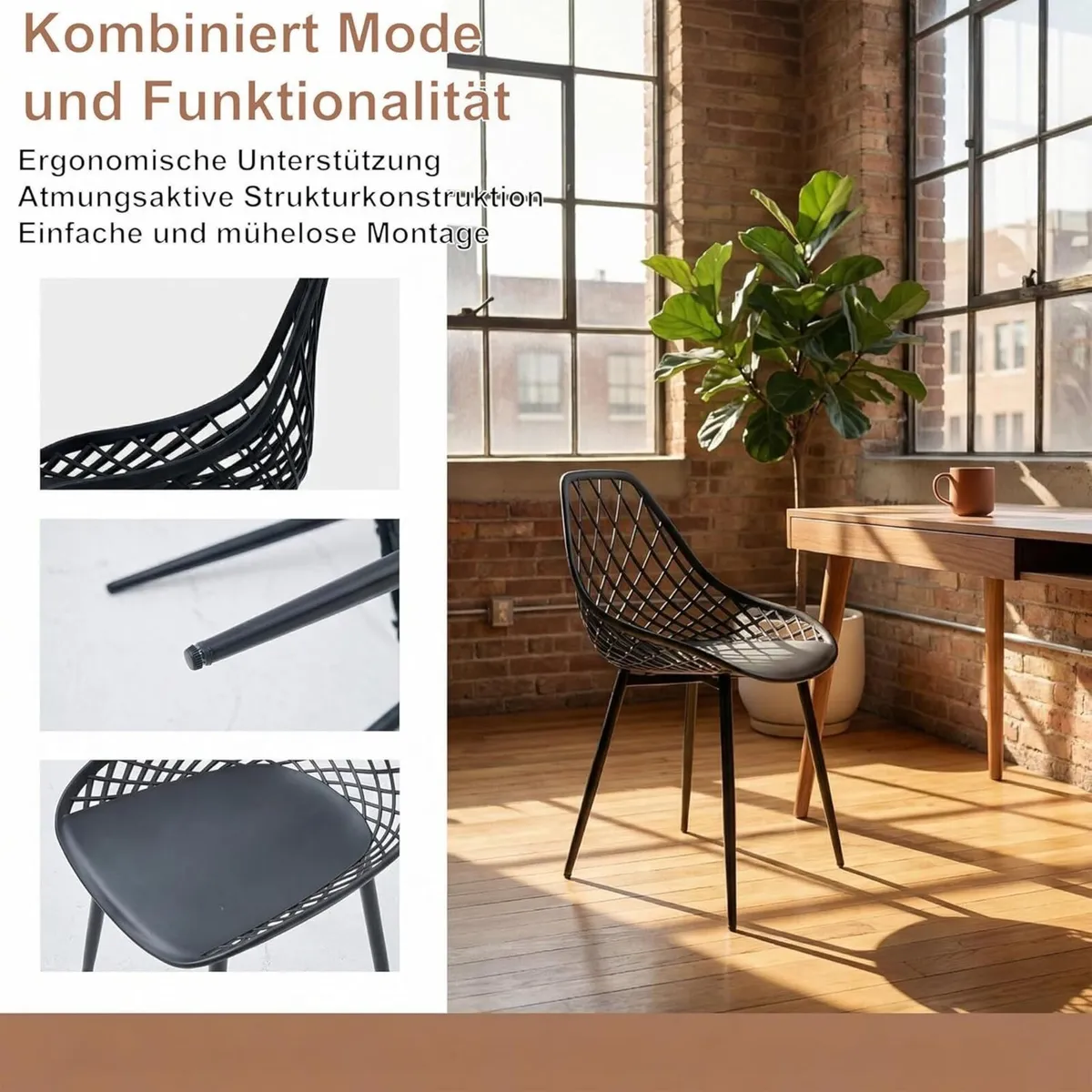 Patio Bistro Chairs Set of 4 Garden Furniture - Image 4