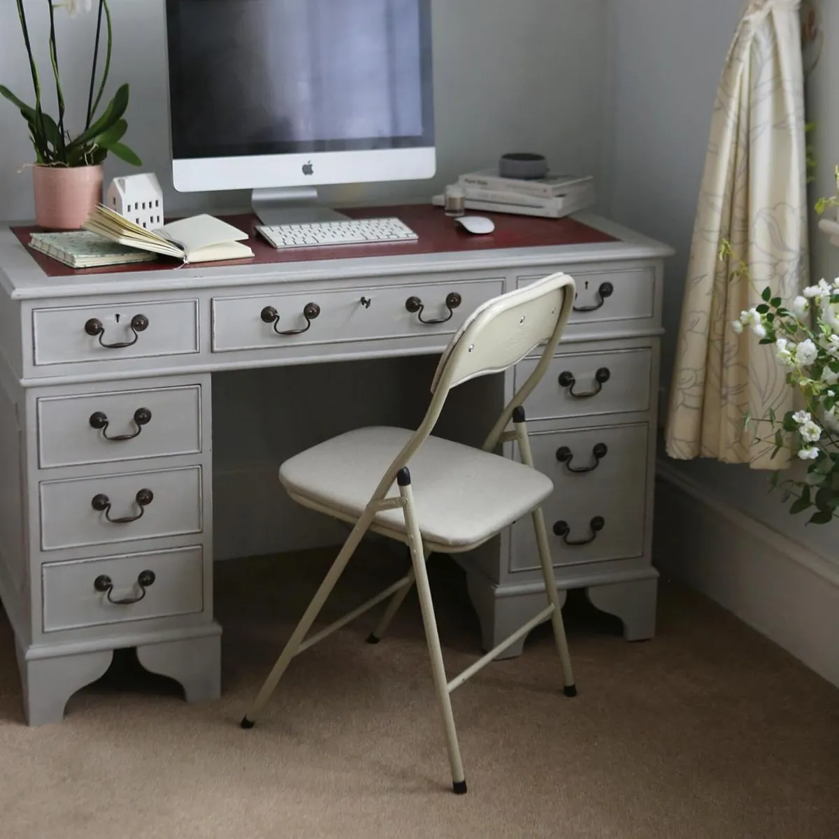 Fabric Padded Folding Chairs - Beige Set of 6 - Image 2