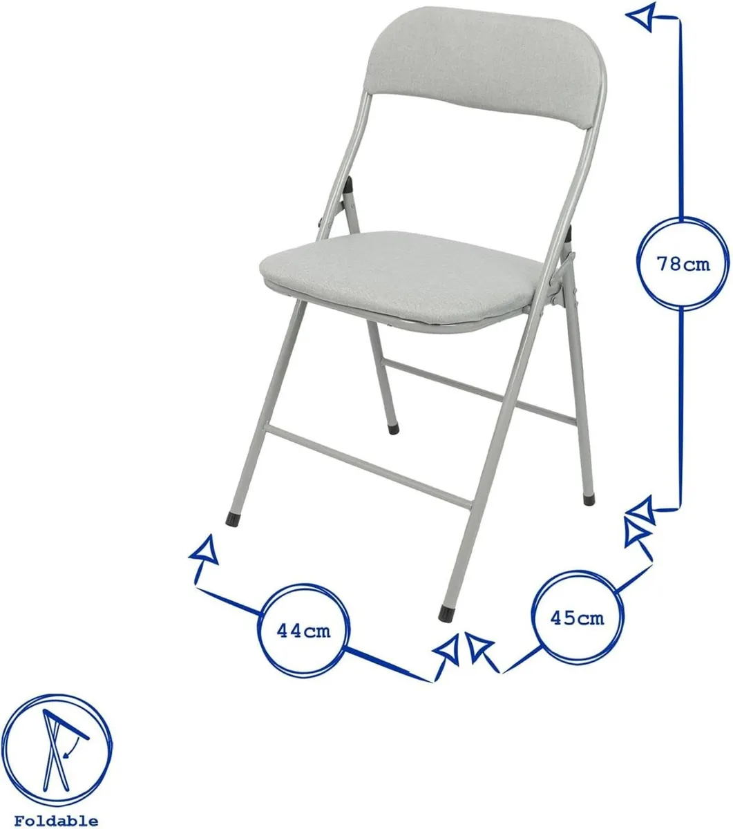 Fabric Padded Folding Chairs - Beige Set of 6 - Image 3