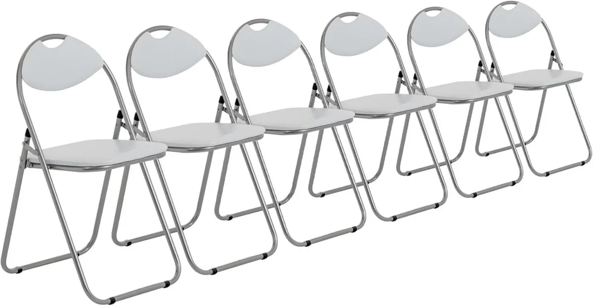 Padded Folding Chair White - 6 Pack Metal Frame - Image 1